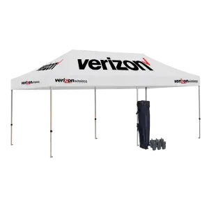 Gold 10x20 custom canopy tent package with full color printed roof and carry bag