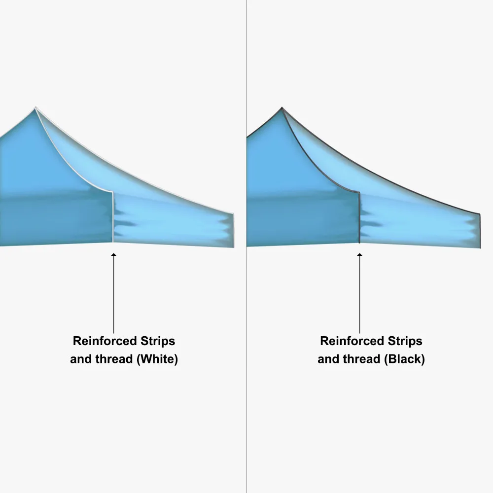 Brand Booth — Tent + Flag + Table + Banner — Reinforced strips and thread — white or black