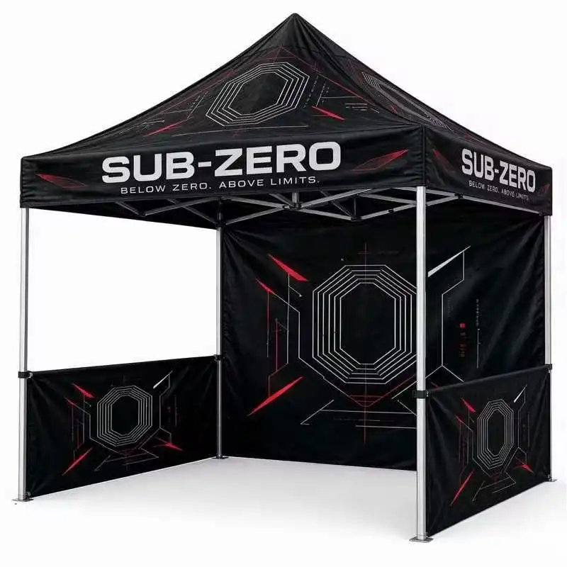 Gold 10 Tent Package #3 — 10ft x 10ft custom pop up canopy tent with printed roof, back wall and 2 printed half walls
