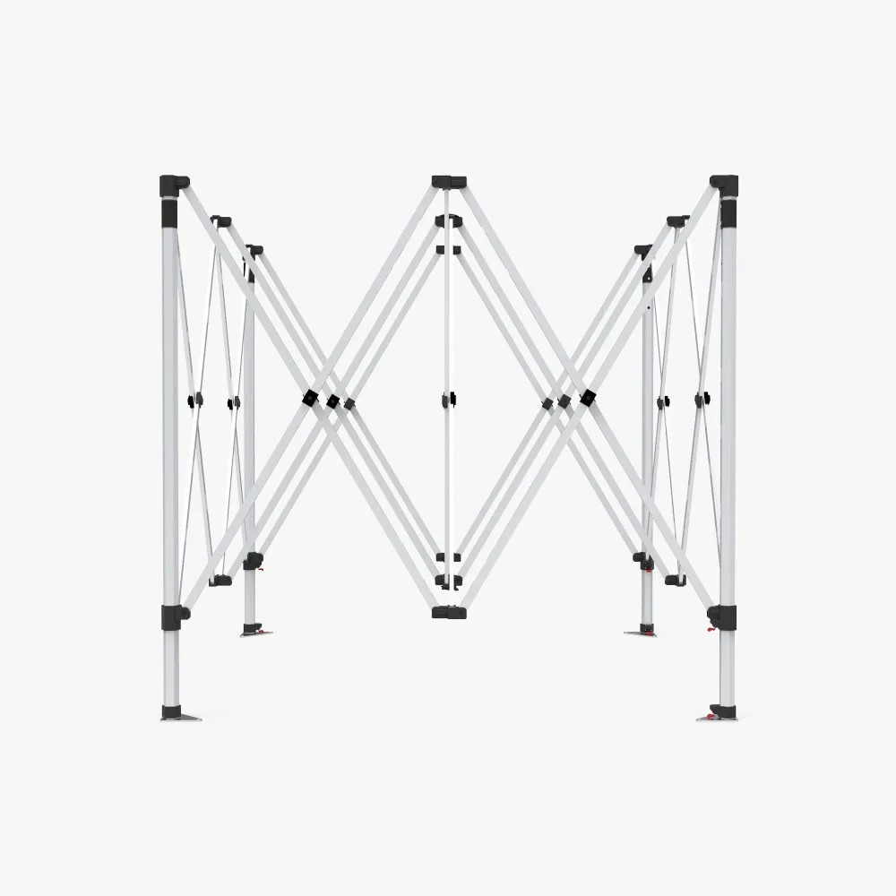 Brand Booth — Tent + Flag + Table + Banner — Reinforced aluminum X-brace frame